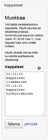 Kappaleiden lisääminen - merkitsemistapa