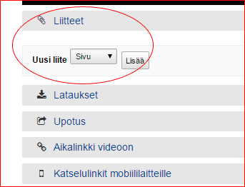 Liitetiedoston lisääminen