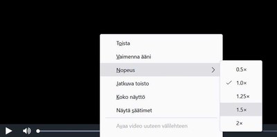 Videon nopeuden valinta - Firefox