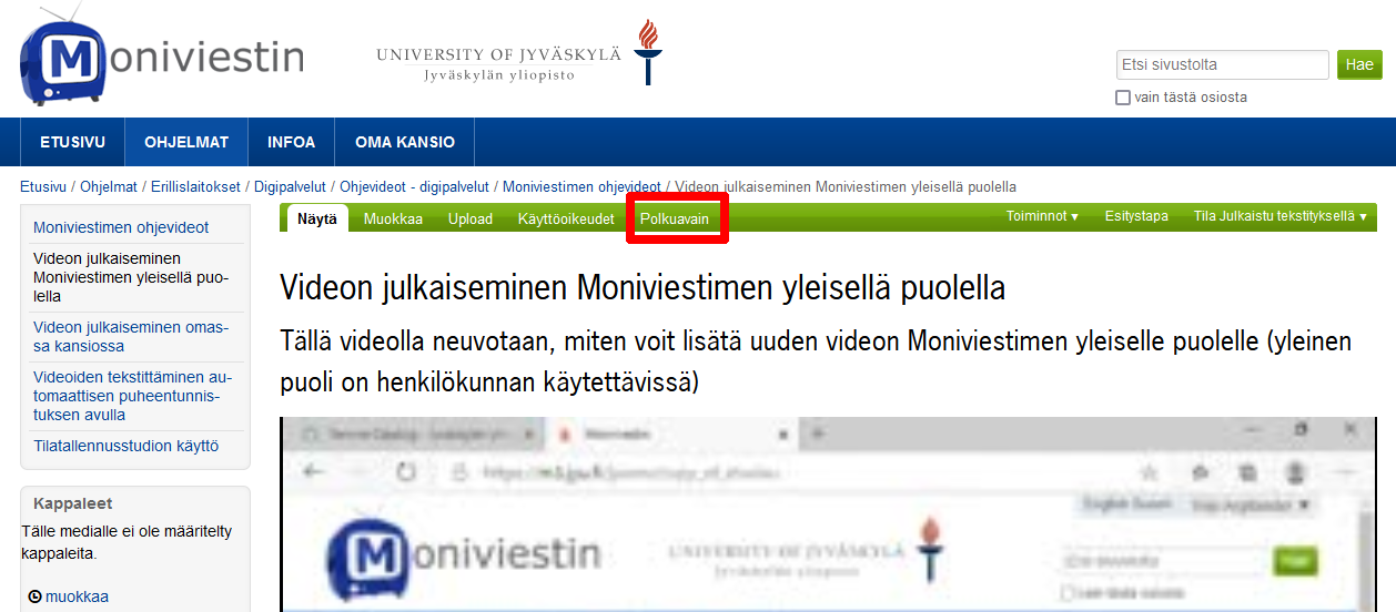 Polkuavaimen lisääminen 1