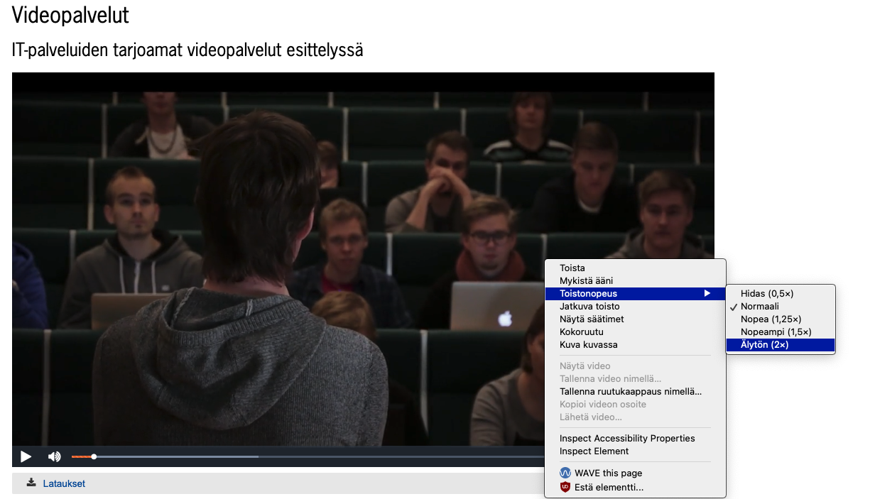 Videon toistonopeuden vaihtaminen