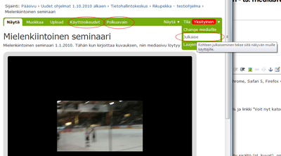 Mediasivun julkaiseminen