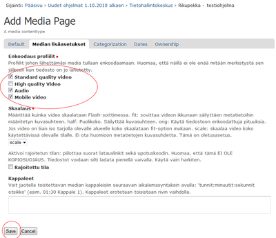 Median lisäasetukset