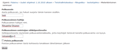 Polkuavaimen asettaminen