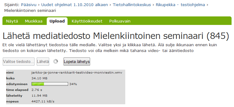 Videon latauksen eteneminen Google Chromella