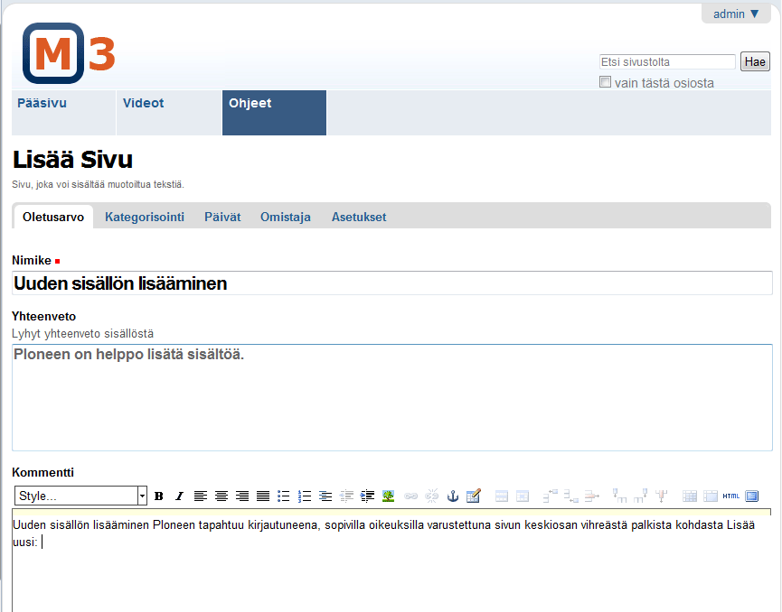 Uusi sivu
